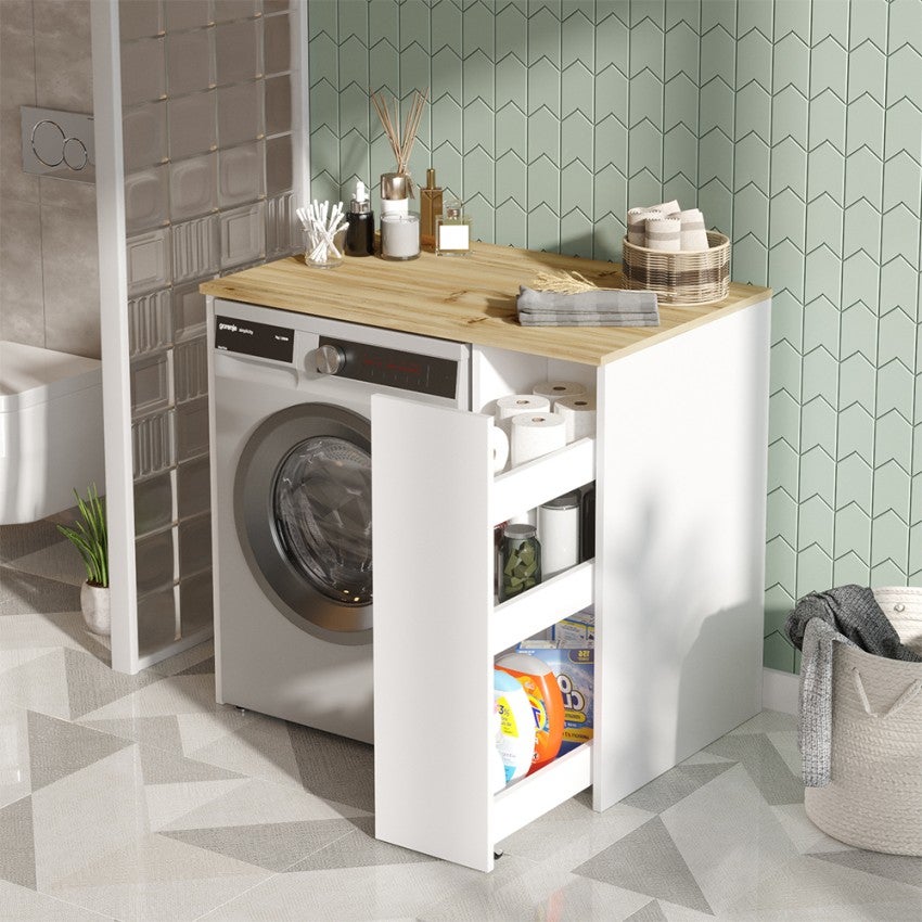 Mueble para lavadora y secadora extraíble con 3 estantes Wavers - 5