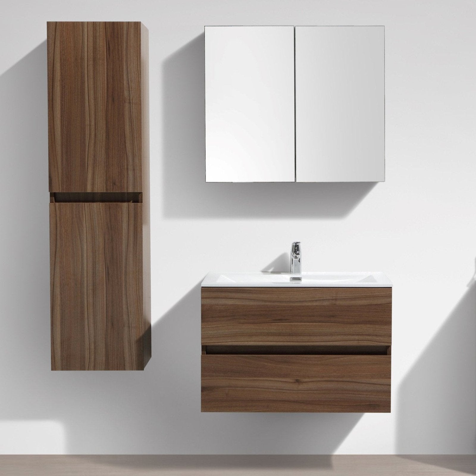 Meuble salle de bain design simple vasque SIENA largeur 80 cm noyer - 3