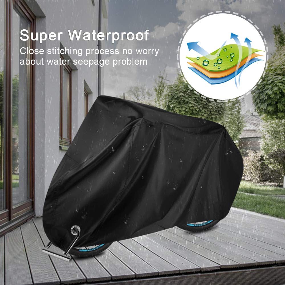 Housse de vélo,210T Garage à vélo avec trous de verrouillage Housse de protection pour vélo 200x70x110cm- Noir - 4