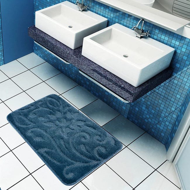 Tappetino da bagno antiscivolo in microfibra di ciniglia, tappeto da bagno super assorbente, anti muffa, ad asciugatura rapida (blu lago, 30 x 50 cm Tappetino da bagno antiscivolo in microfibra di ciniglia, tappeto da bagno super assorbente, anti muffa, ad asciugatura rapida (blu lago, 30 x 50 cm