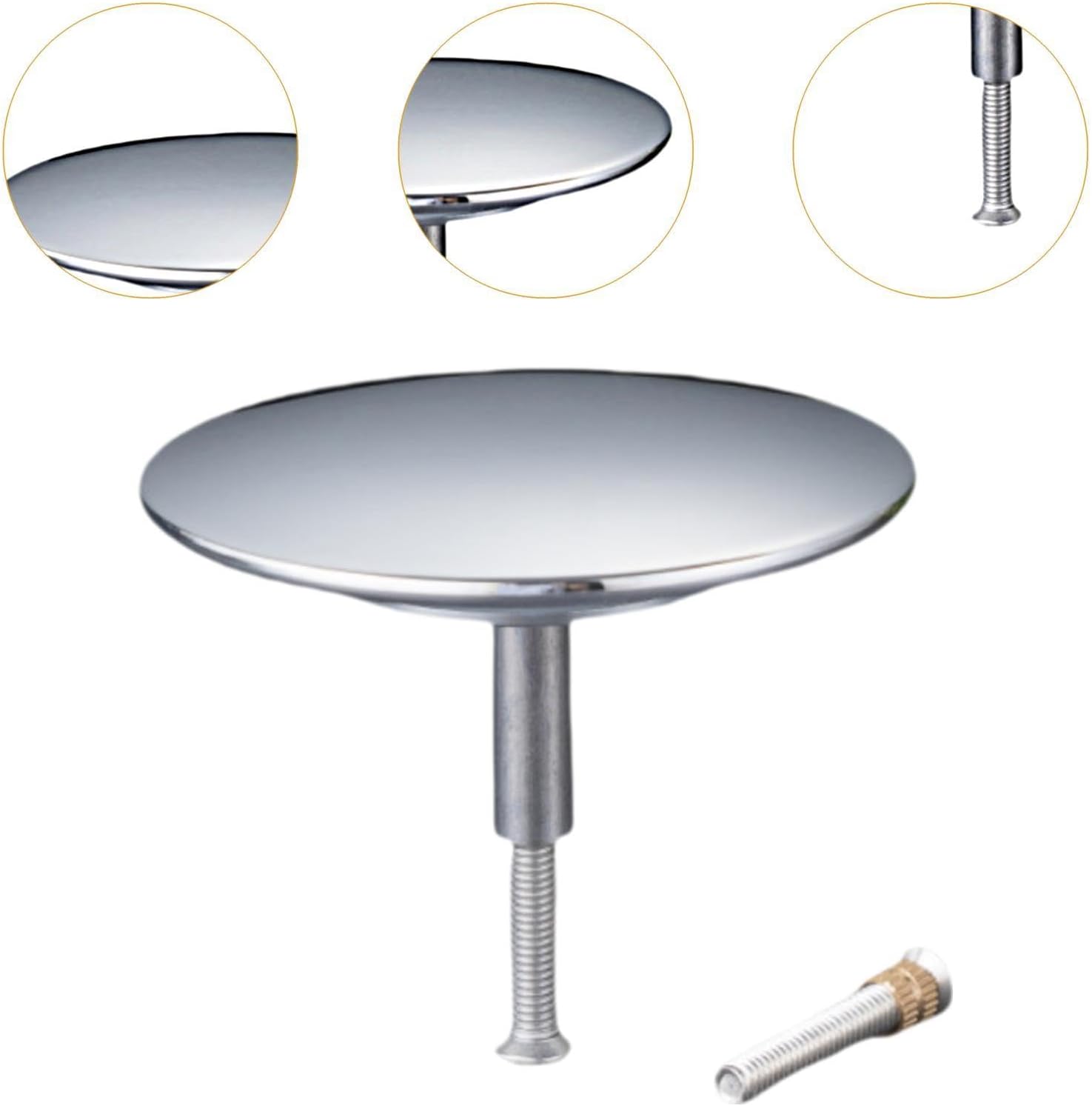 Argent, Bouchon de Vidange En Cuivre Facile à Installer, Kit de Réparation Facile à Utiliser, Attrape-cheveux, Accessoires de Baignoire pour Cuisine - 3