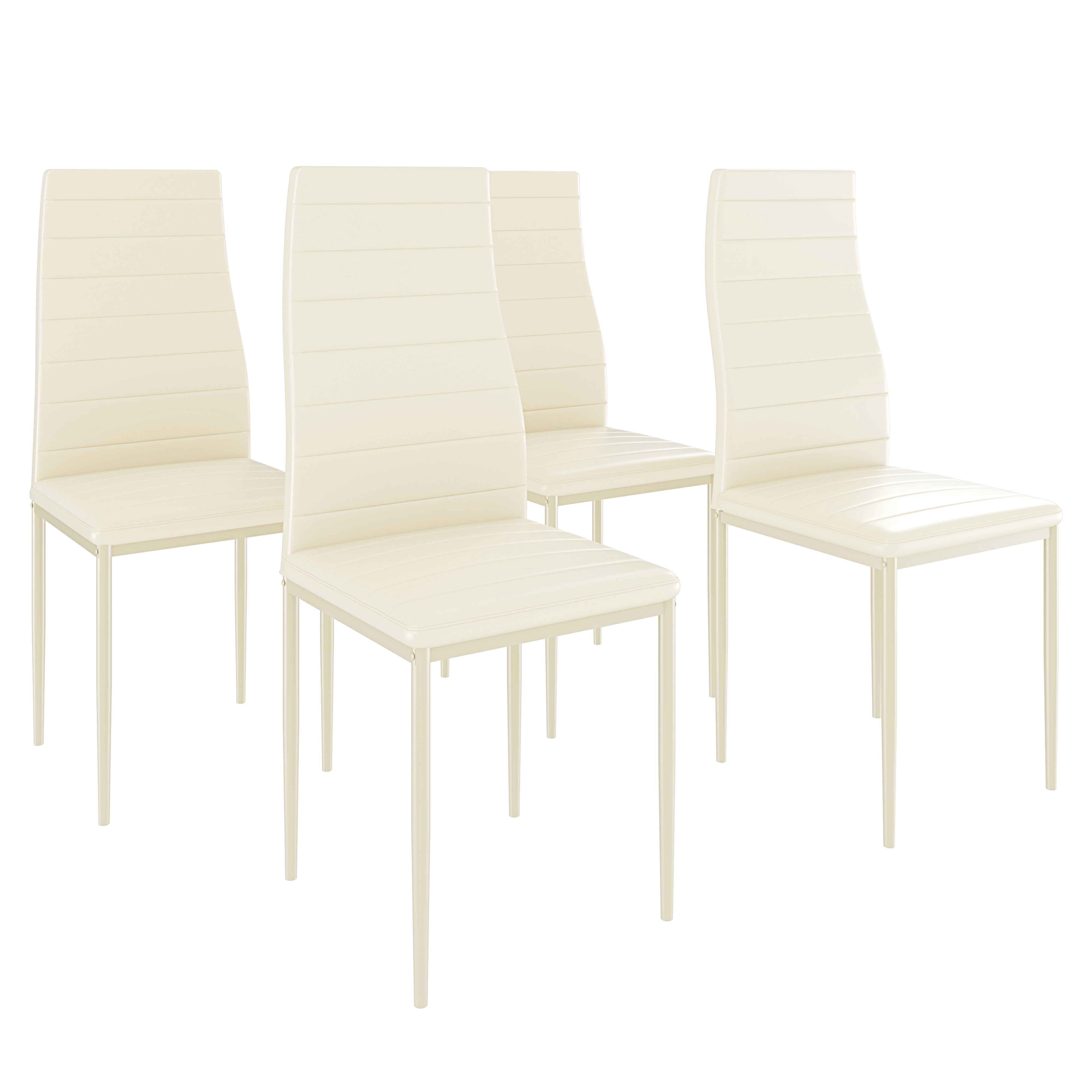 Set 4 Sedie Moderne Sala Da Pranzo Schienale Alto Seduta Ergonomica Sedia Imbottita Seduta Comoda Ecopelle Gambe Struttura Acciaio 41x97x38 cm Grigio | Leroy Merlin