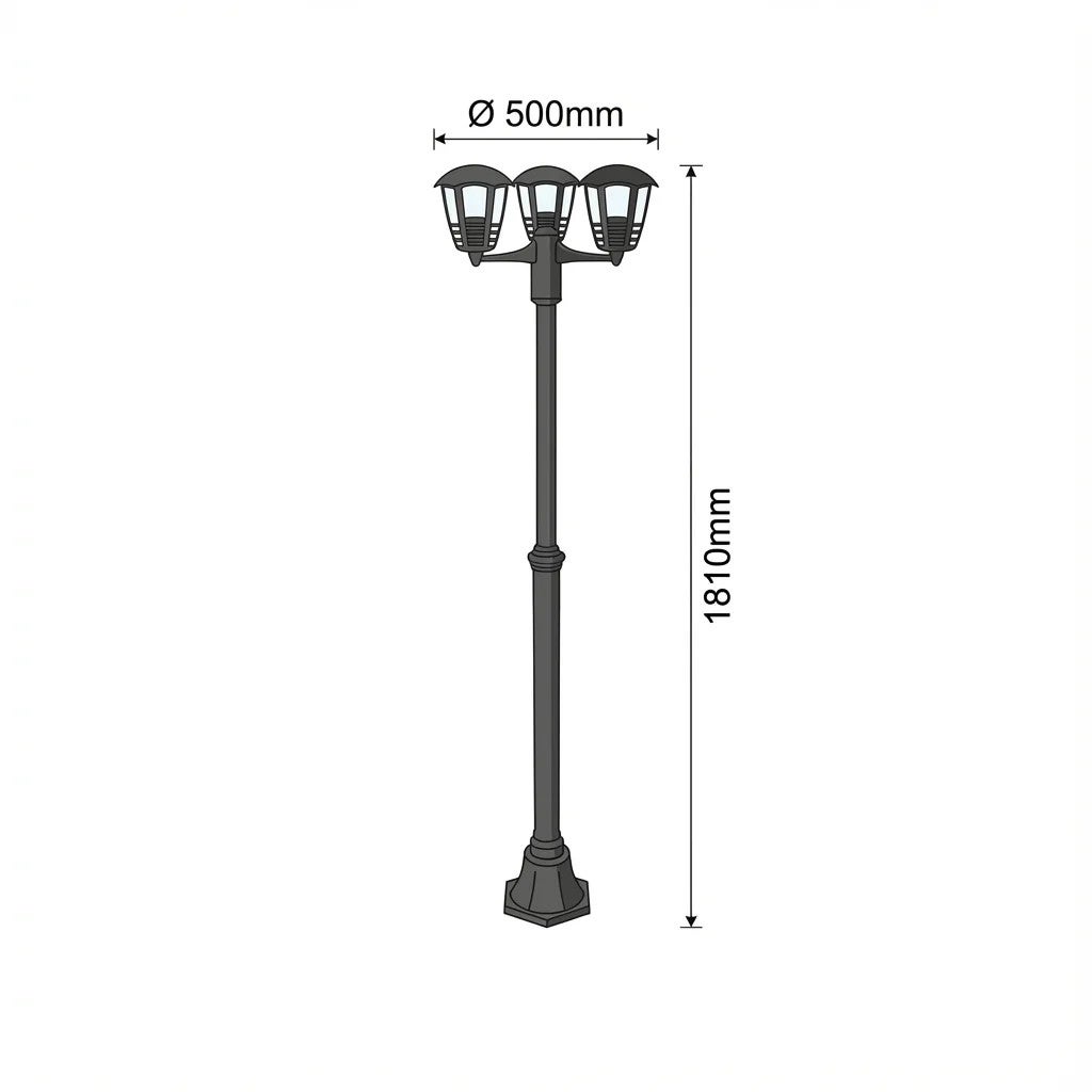Latarnia ogrodowa Marseille czarna 3xE27x60W IP44 wym: 181 x 50 x 50 cm metal Rabalux - 2