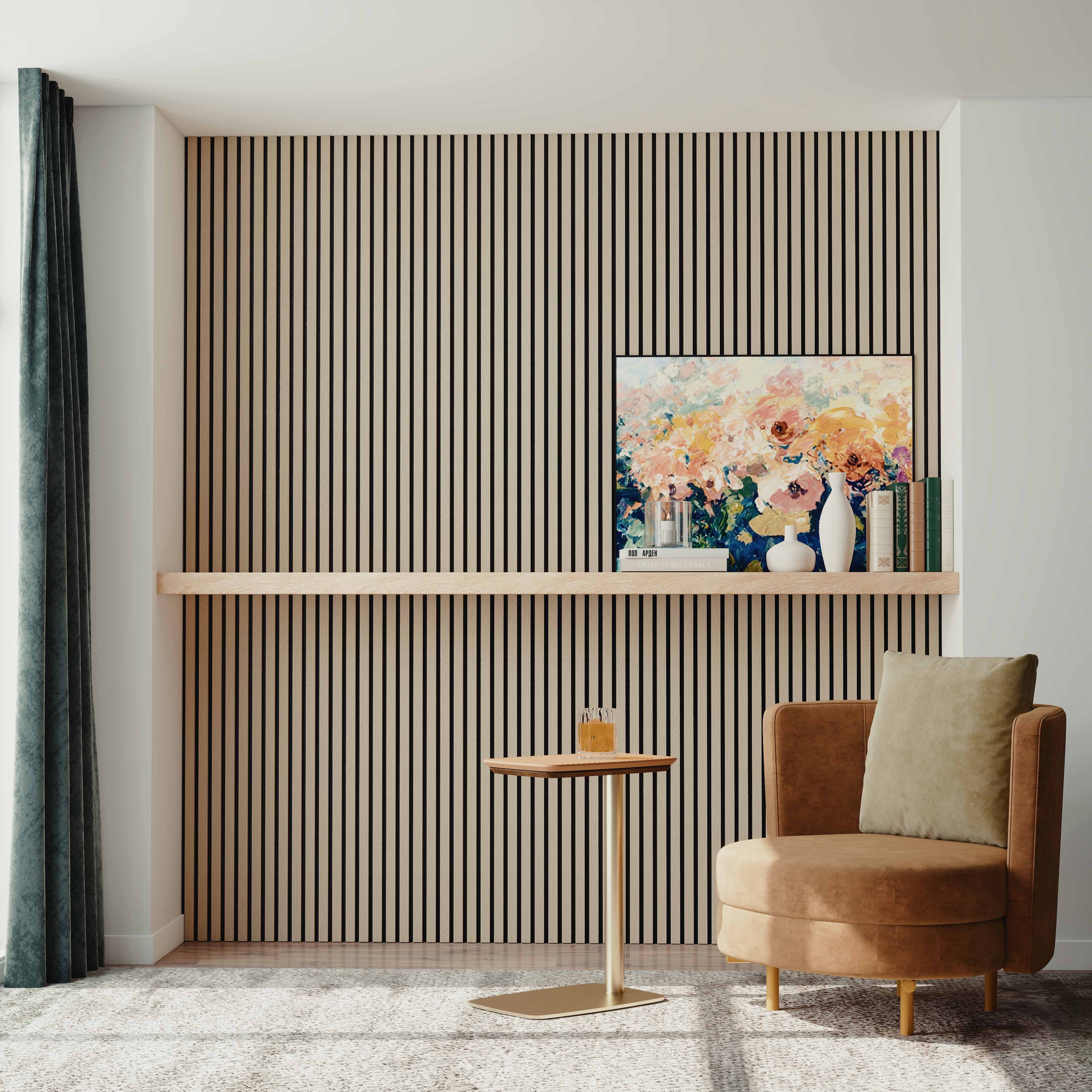 Lot de 2 Panneaux Muraux Décoratifs Acoustiques Bois MDF 120x60cm Chêne clair AntiBruit, Facile à Poser - 2