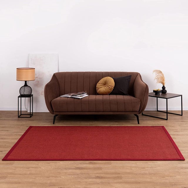 Tapis Sisal Amazonas Rouge Avec bordure 160 x 230 cm