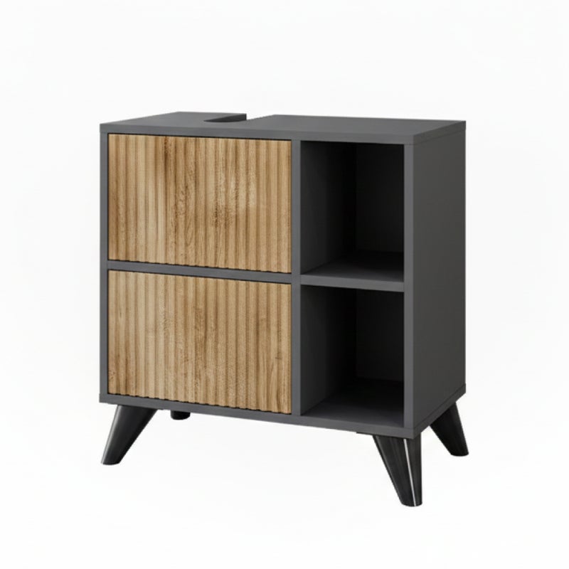 Vicco Szafka pod umywalkę Leano, Antracyt/dąb górski, 60 x 62 cm z 2 szufladami