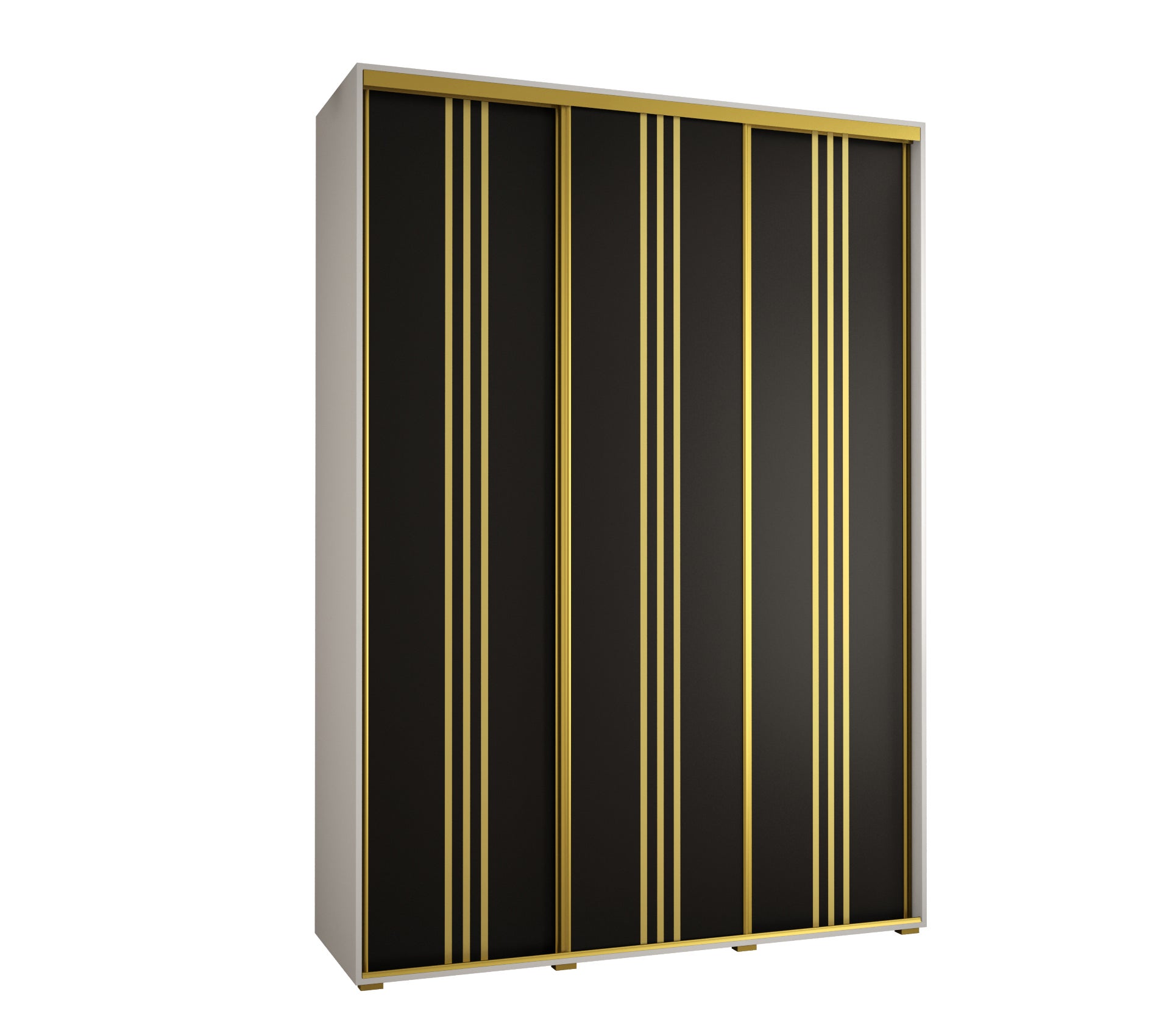 Szafa przesuwna wysoka Davos 6 170 x 60 x 235,2 cm biały + czarny + u. złoty - Abiks Meble
