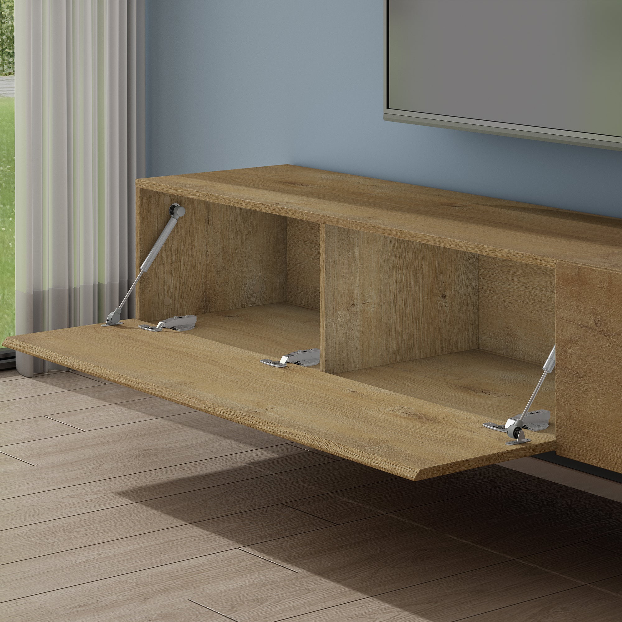 Mai & Mai Meuble TV Armoire avec Soft-Close Table TV pour le Salon Marron Clair 240x40,2x30 cm TC002 - 3