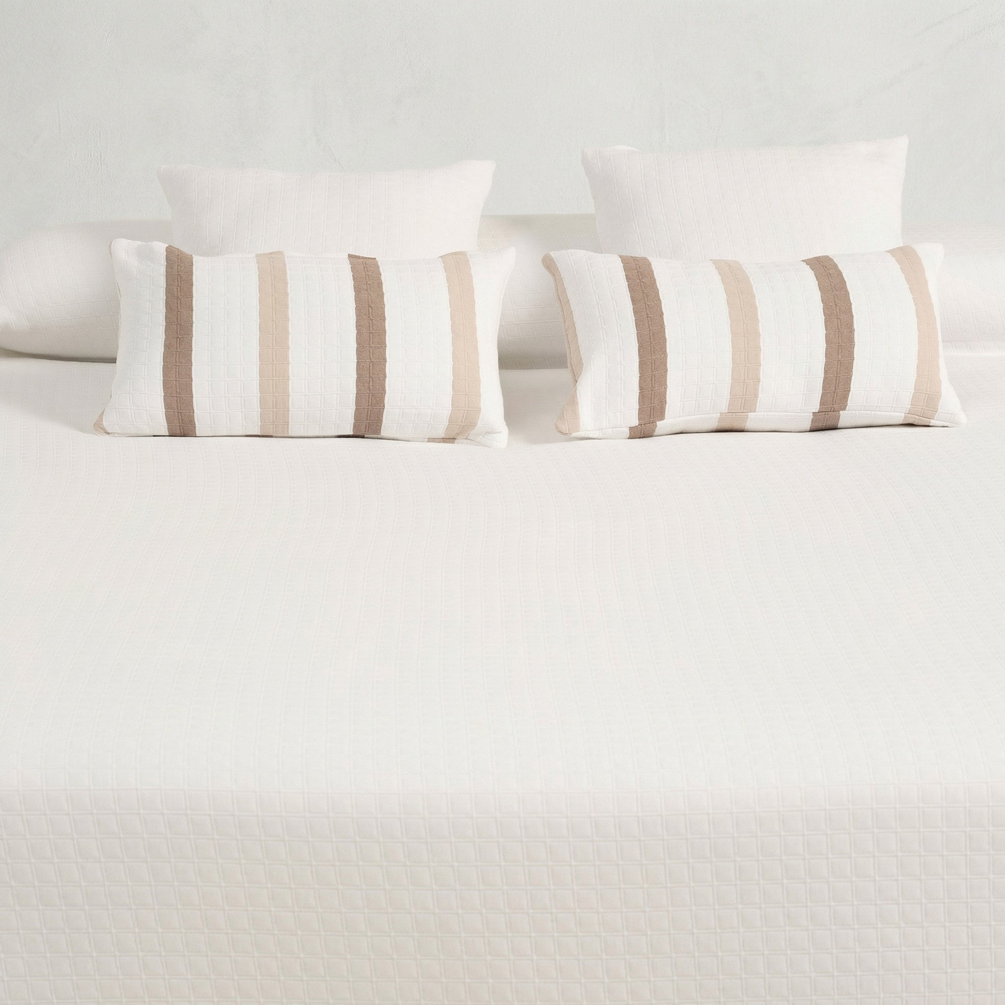 Colcha algodón cuadros ligera cama 150/160 blanco 250x270cm - 3