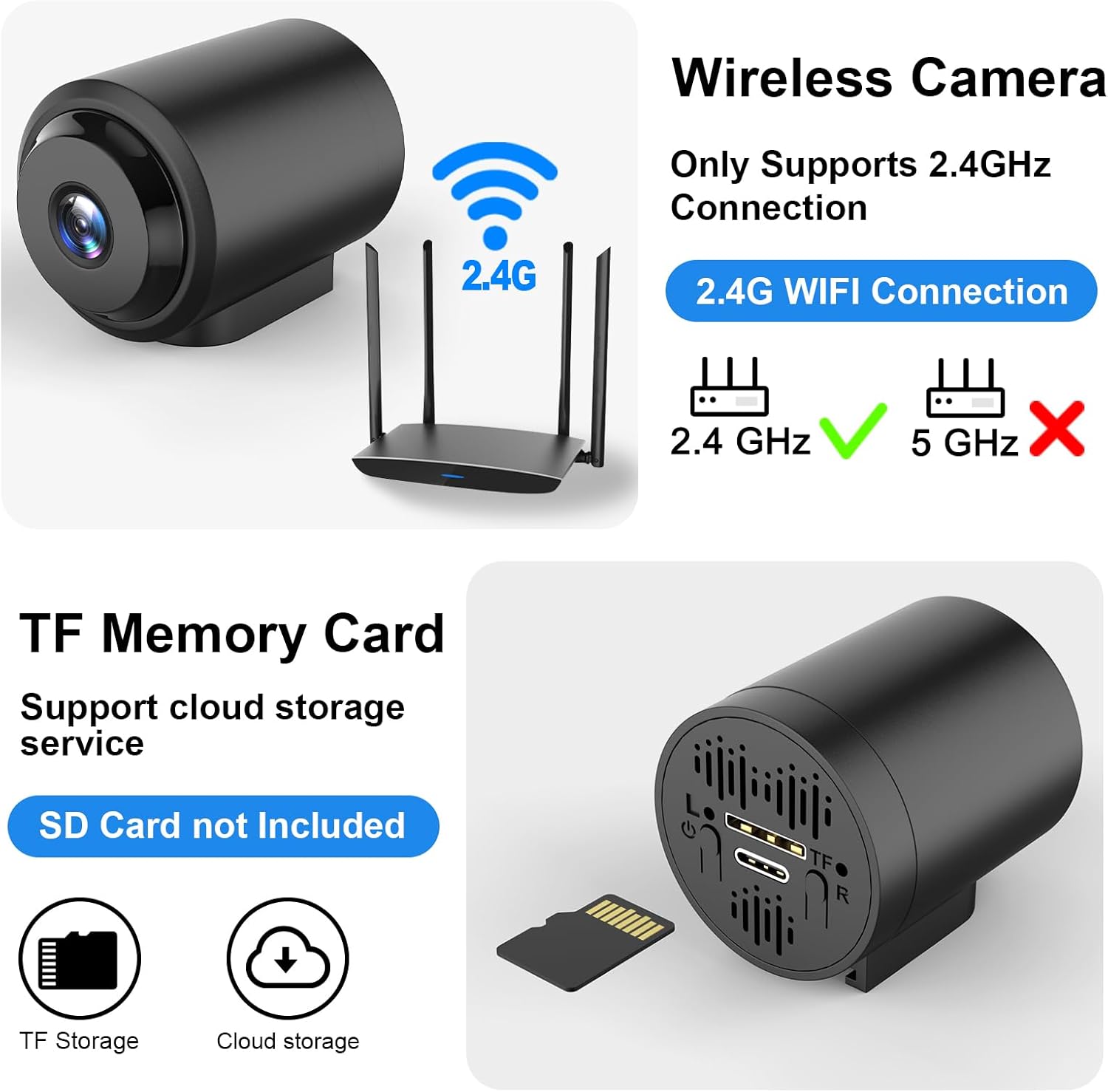 Caméra cachée, caméras de sécurité HD WiFi sans fil avec stockage sur carte SD et contrôle par application, surveillance sans fil - 2