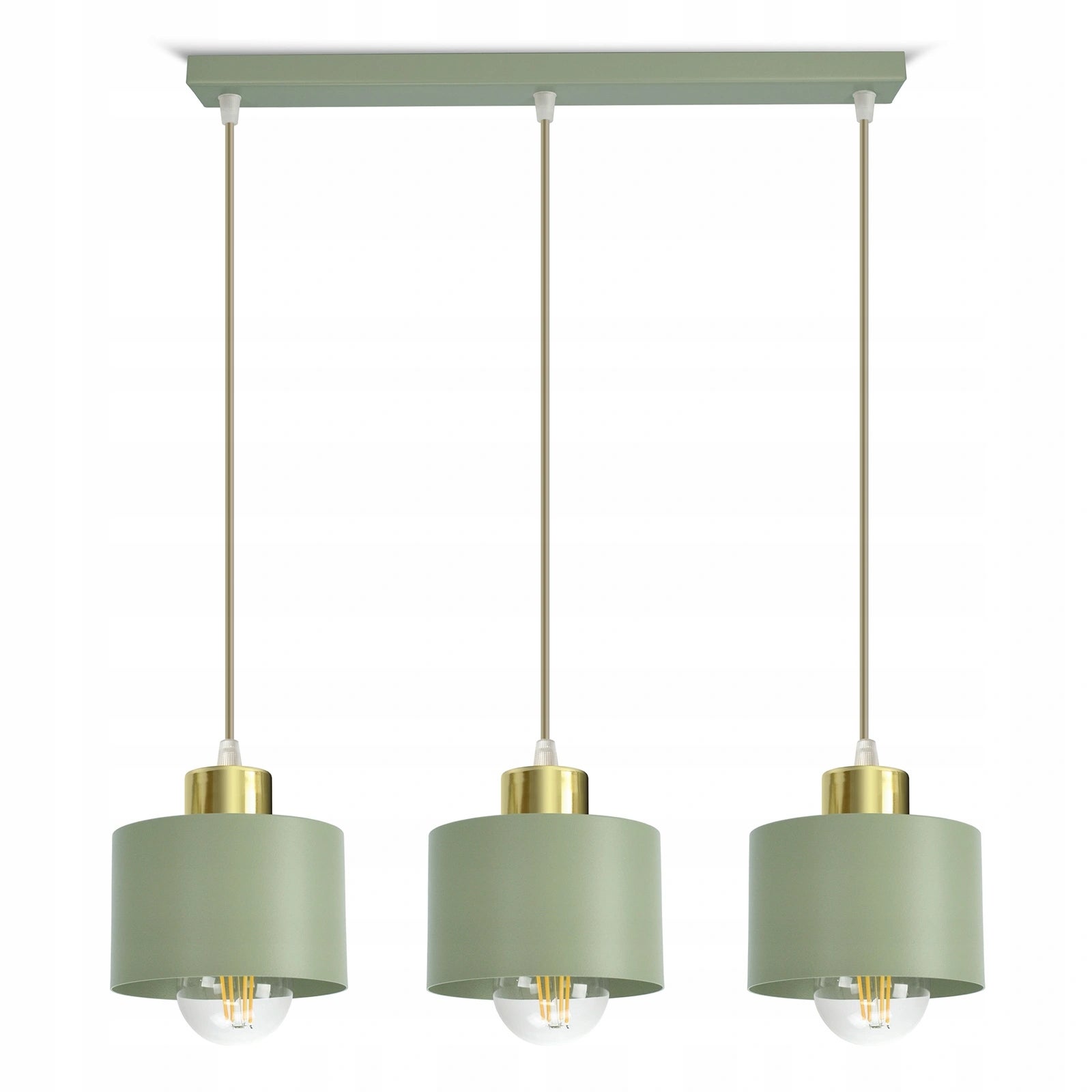 Lampa sufitowa wisząca potrójna szałwia złota pastelowa 486-BZ3 LED
