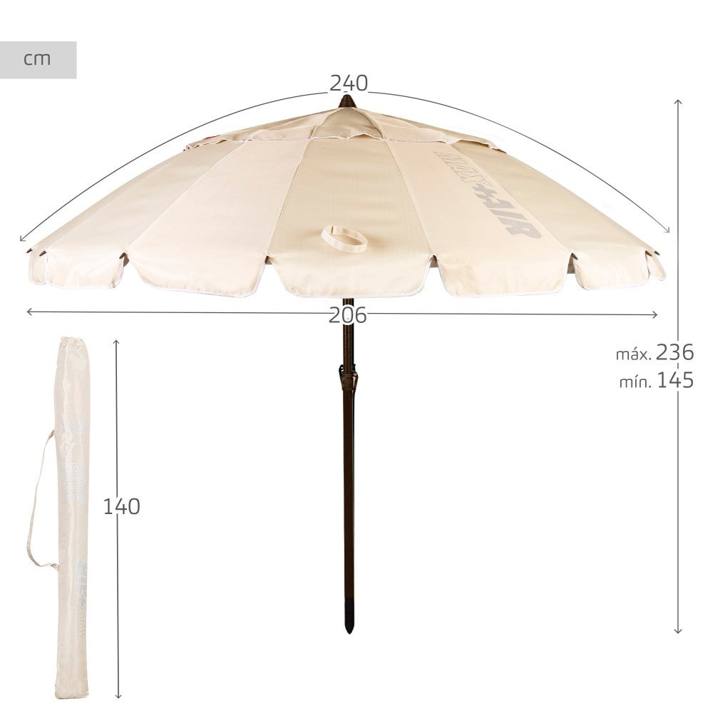 Aktive Guarda-sol de praia anti-vento 16 varetas 240cm creme - 4