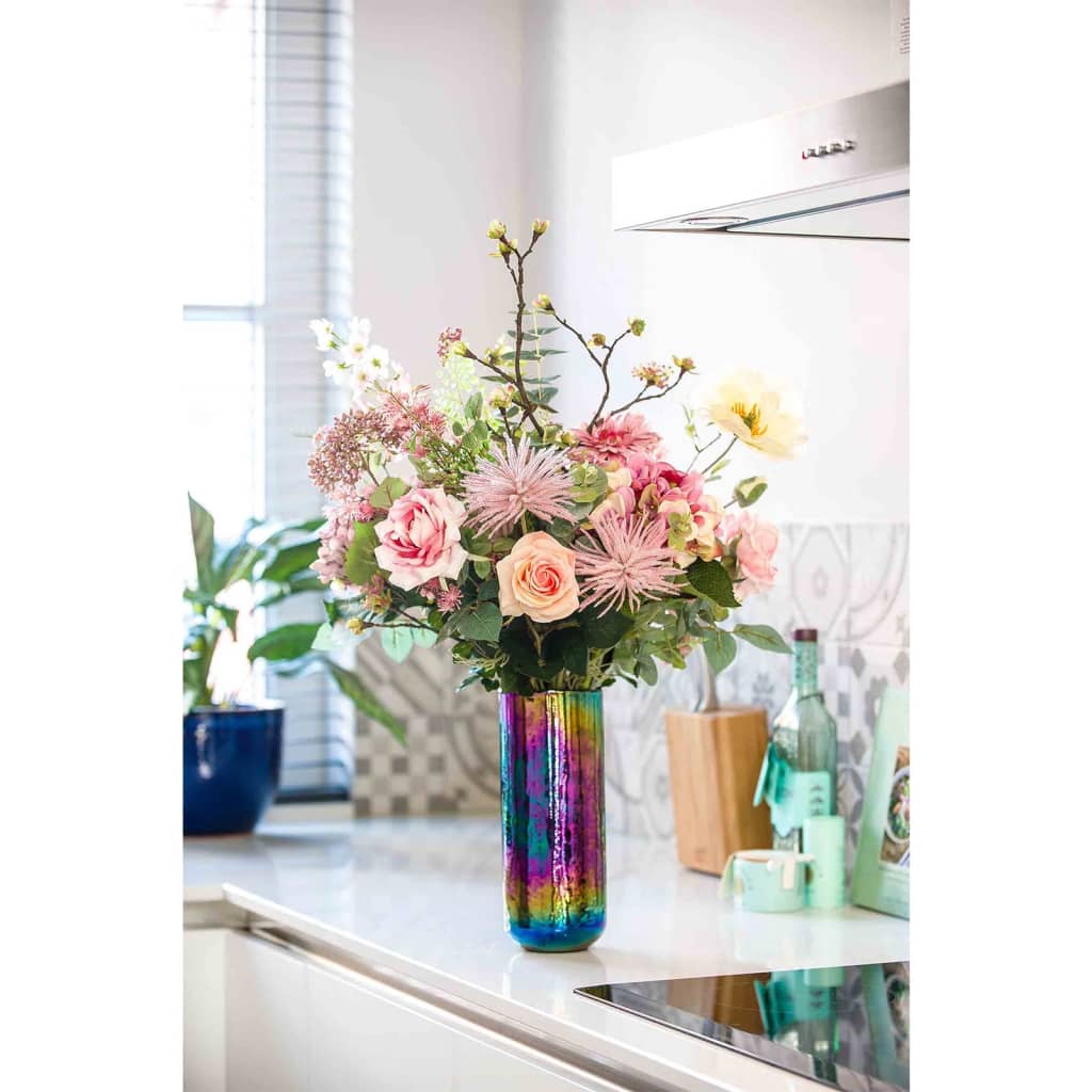 Orquídea Artificial Blanca En Jarrón De Cristal - 29 Cm Alto, Realista, Decoración Para Mesa U Oficina