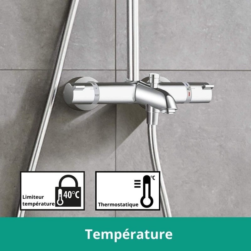 Colonne bain douche thermostatique HANSGROHE Crometta E 240 chromé - 4