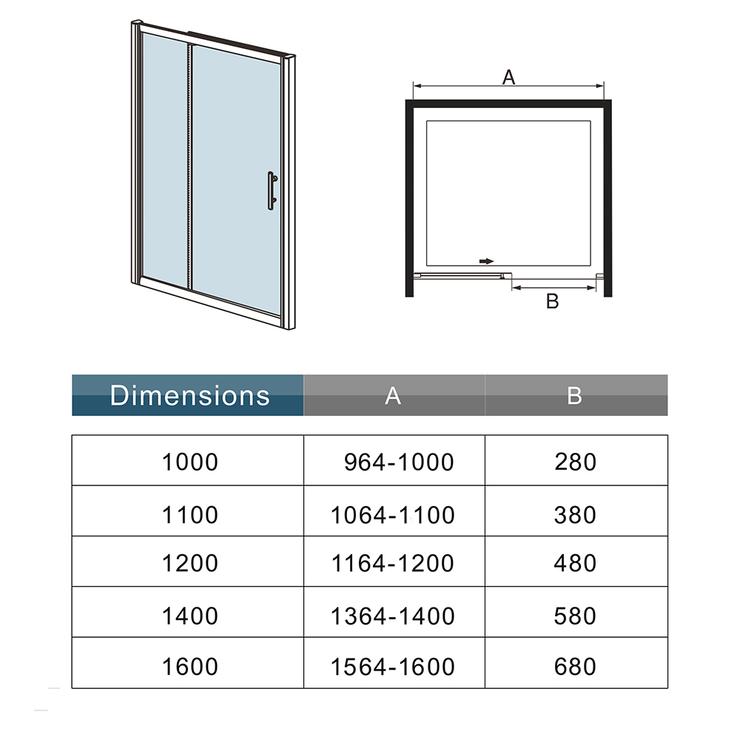 Aica Porte De Douche Noir Mat 110x195cm Porte De Douche Avec L'amortisseur Porte Coulissante En 8mm Verre Anticalcaire - 5