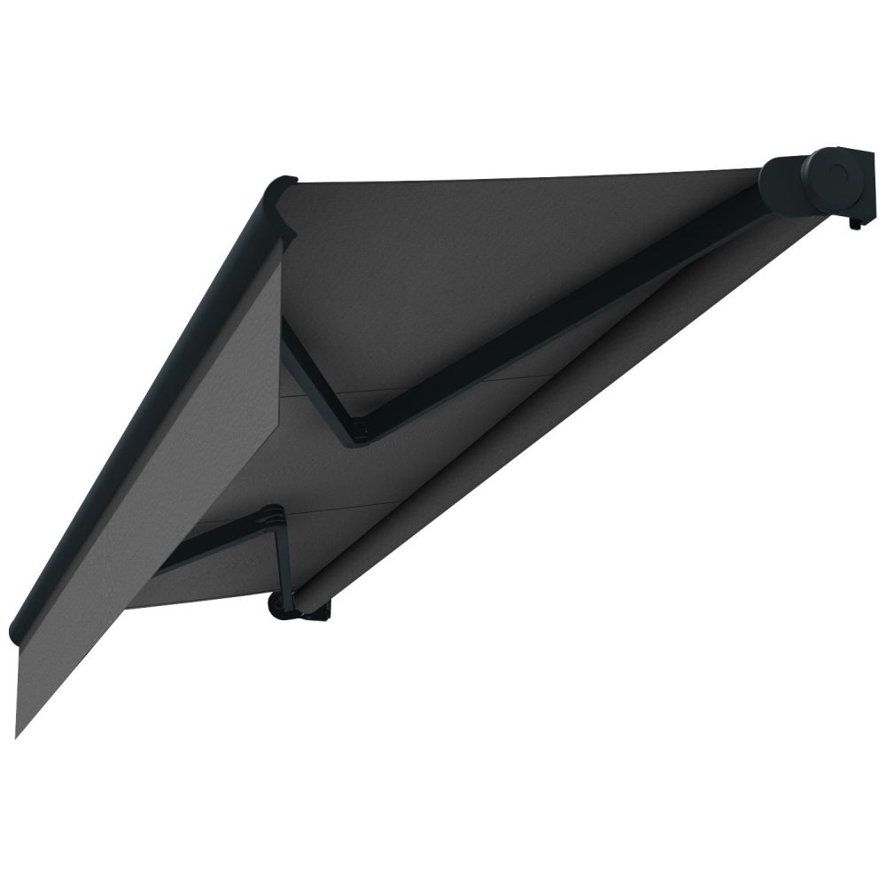 Store banne loggia AMARITE 3,00x2,00 m (Motorisé à interrupteur - Armature gris anthracite - Toile gris foncé) - 3