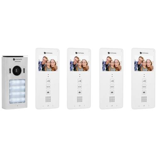 Smartwares DIC-22142 Interphone vidéo 2 fils Set complet 4 foyers blanc ...