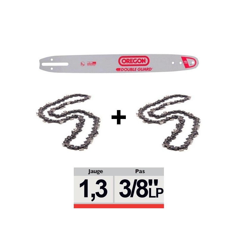 Pack 1 guide + 2 chaînes tronçonneuse Oregon 3/8LP 050 SDEA041 - 2