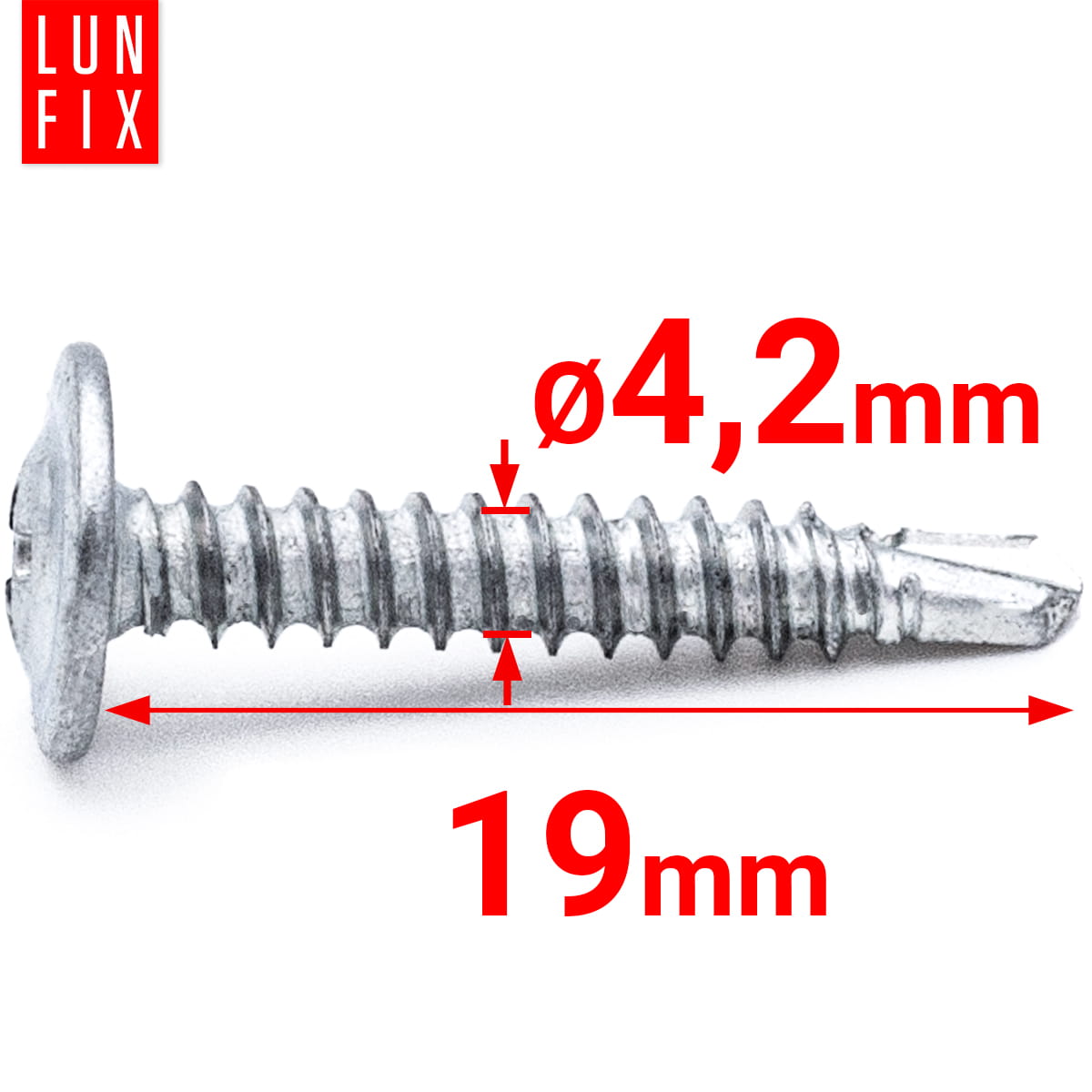 Wkręty do metalu samowiercące z łbem podkładkowym 4,2x19mm 1000szt. - 2