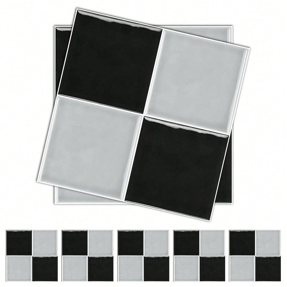 16 Pièces Rectangle Adhésive Décorative à Carreaux Pour Salle De Bains Et Cuisine Stickers Carrelage 30x15cm Anthracite - Bricolage