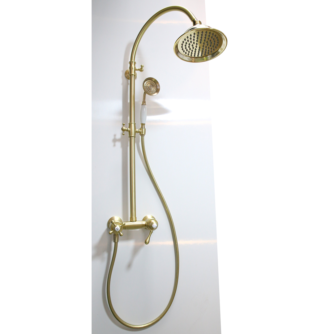 Leeds kolumna prysznicowa mechaniczna retro szczotkowanego złota - 5