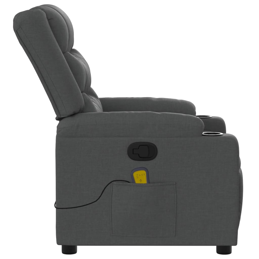 Fauteuil de Salon，Chaise，Fauteuil inclinable de massage gris foncé tissu - 8