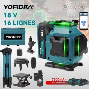 Niveau Laser Rotatif 4D Auto-nivelant - 16 Lignes Vertes - Pour Chantier Et Bricolage - Neuf