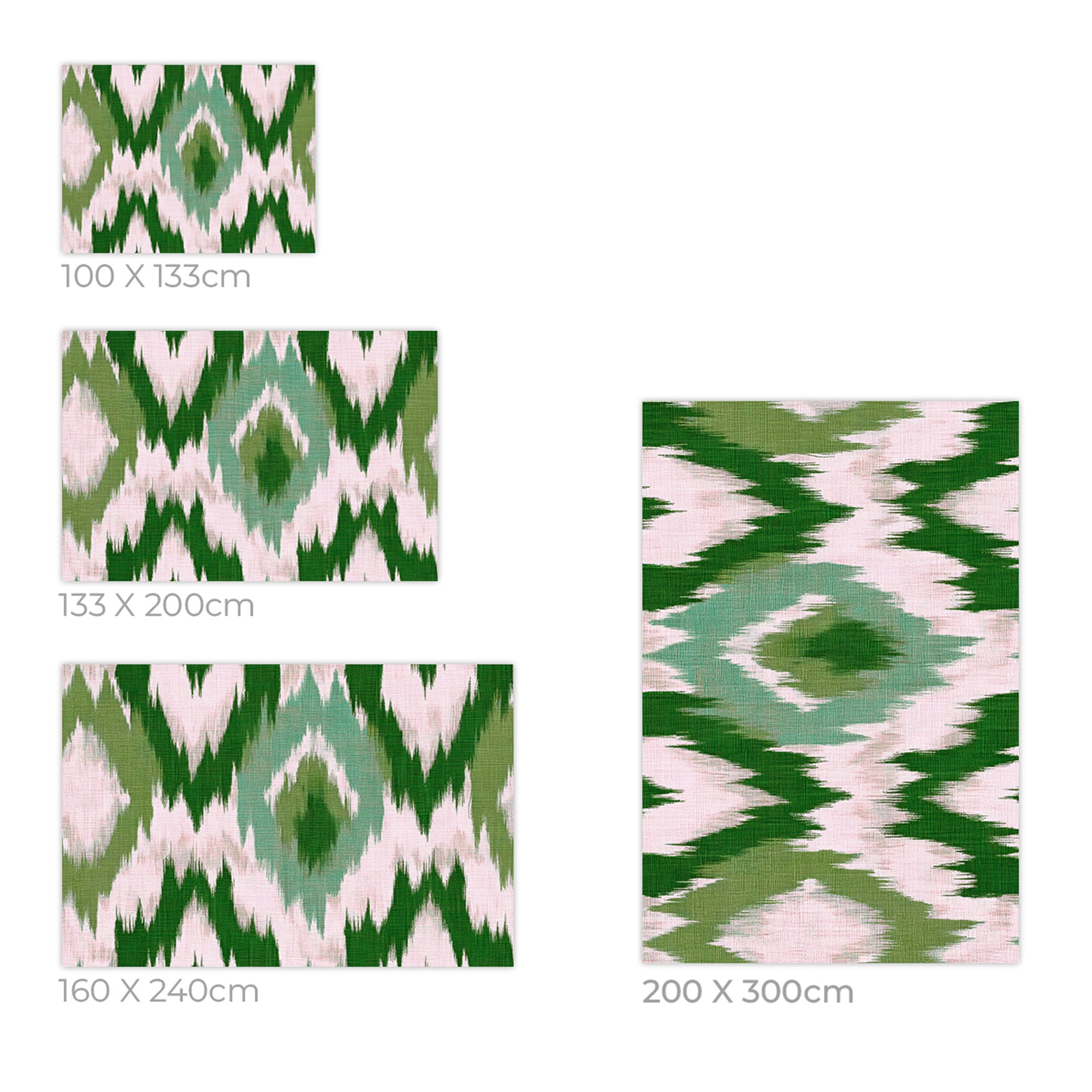 Tapis PVC Intérieur/Extérieur Ikat Émeraude 160x240 cm - Vinyle imprimé antidérapant, lavable et résistant pour terrasse et maison - 6