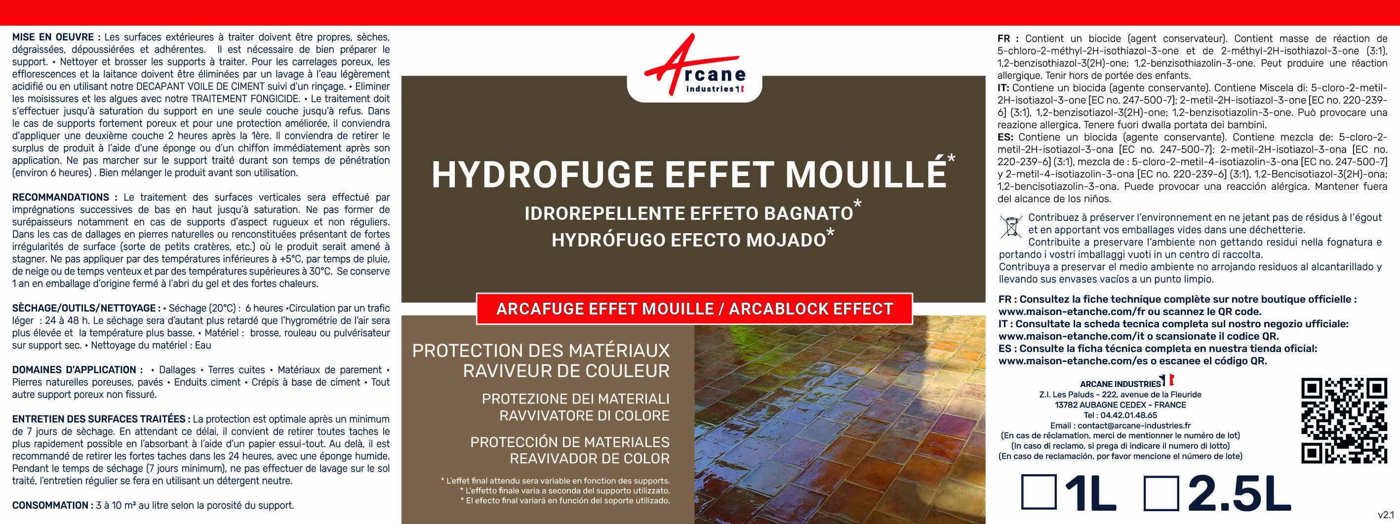 Hydrofuge Terrasse - Imperméabilisant Effet Mouillé - ARCAFUGE EFFET MOUILLÉ - 20 L (jusqu'à 200 m²) - ARCANE INDUSTRIES - 3