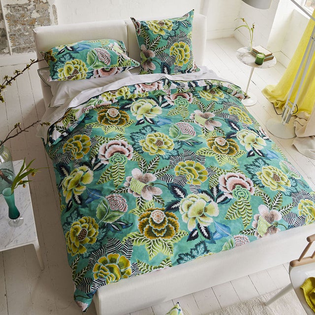 Housse de couette imprimée en percale de coton, ROSE DE DAMAS