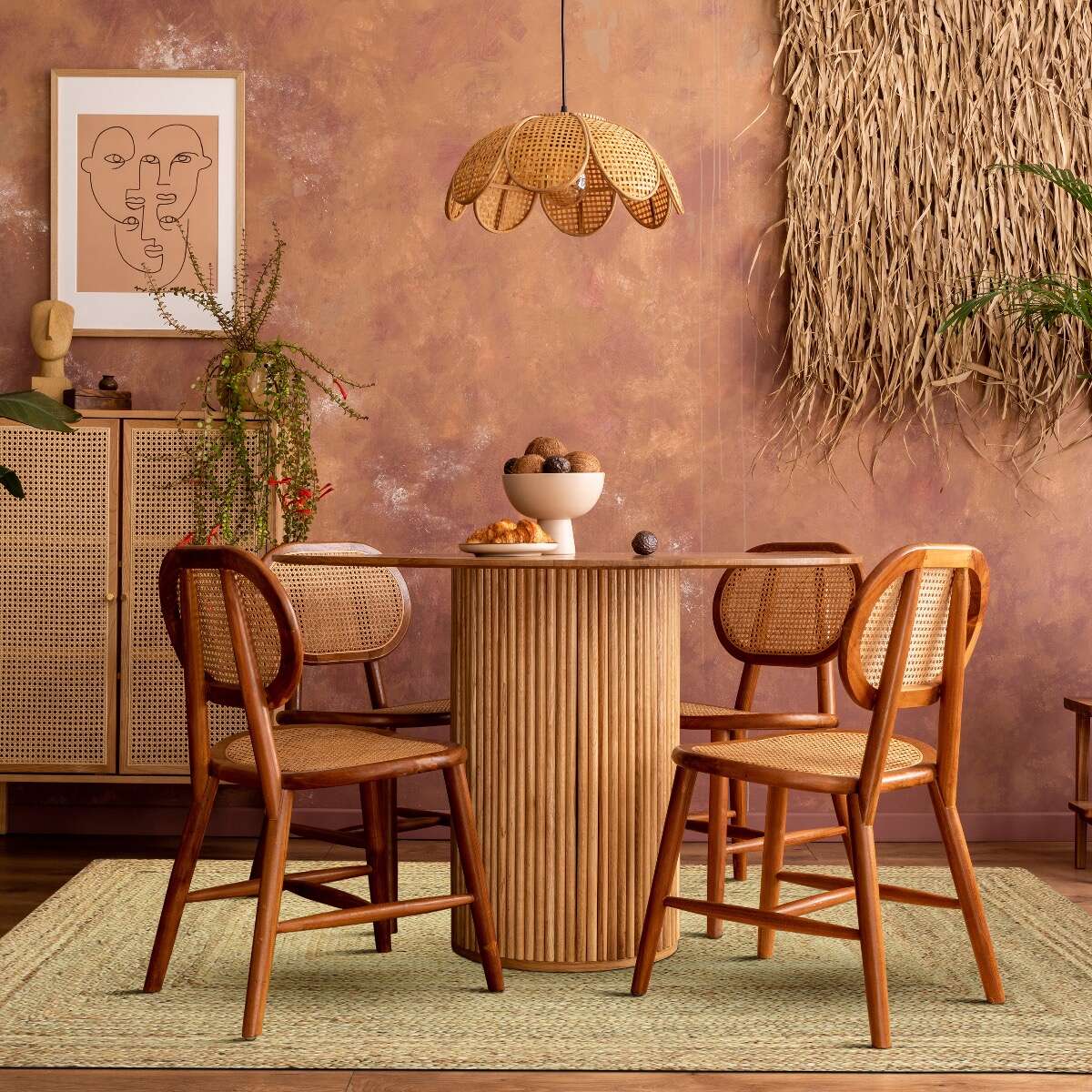 Tapis salon en jute tressé naturel artisanal 120x170 - style bohème - 8