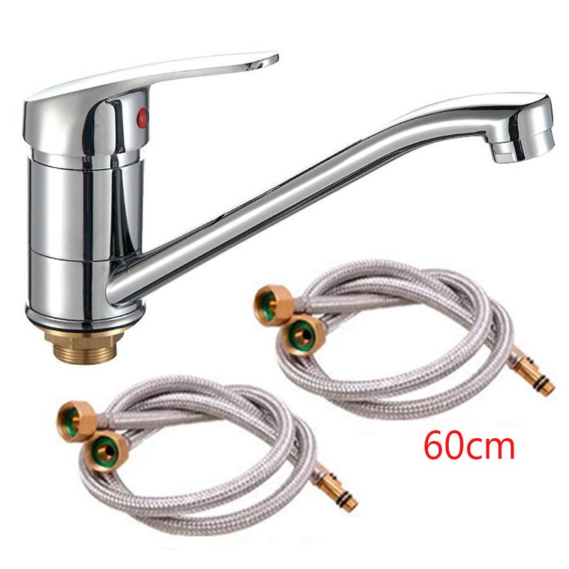Bateria kuchenna z 2 elastycznymi wężami o długości 60 cm - Łatwe czyszczenie - Jednouchwytowa - Elastyczny obrót - Łatwa instalacja