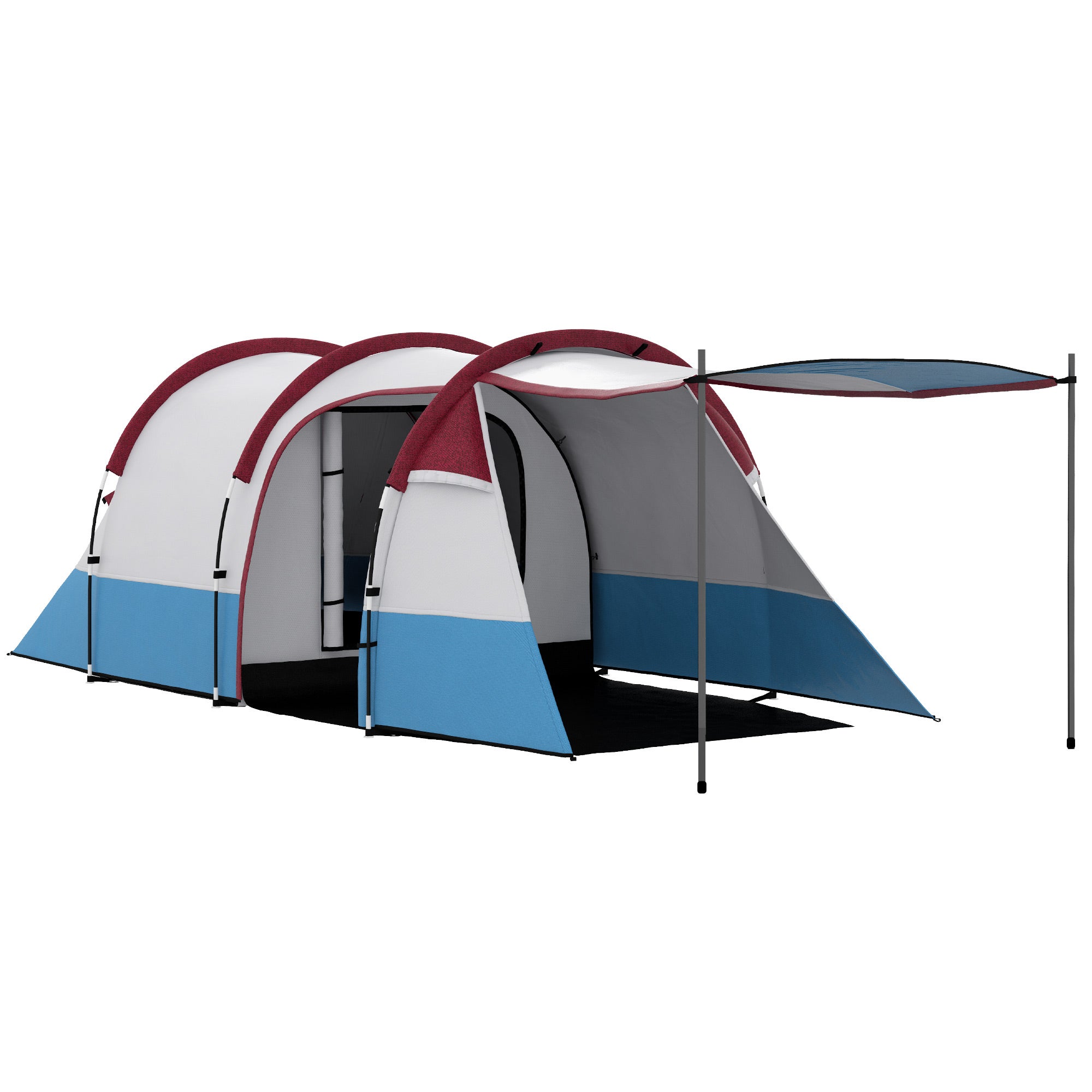 Tienda campaña 3 personas 2 compartimentos impermeable 2000mm 420x200x150cm azul rojo