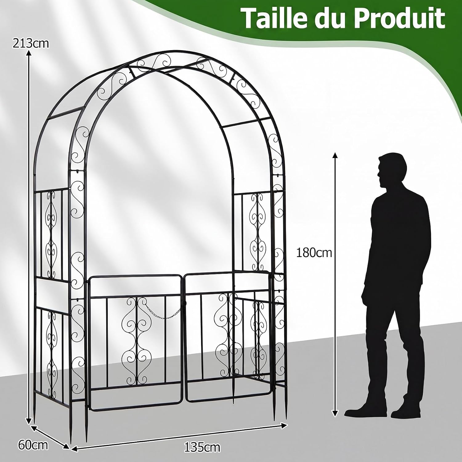 Arco da giardino in metallo con ante chiudibili a chiave | Doppio ...