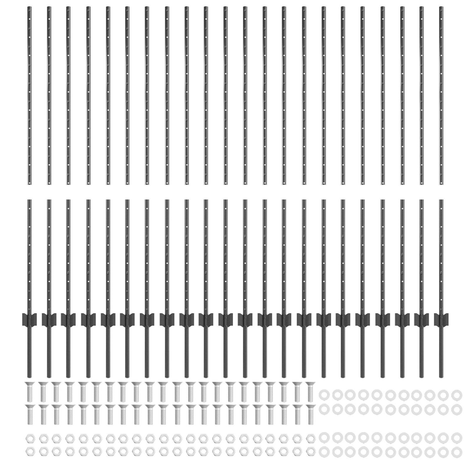 Słupek ogrodzeniowy. 22 pcs Szary 180 cm Stal vidaXL