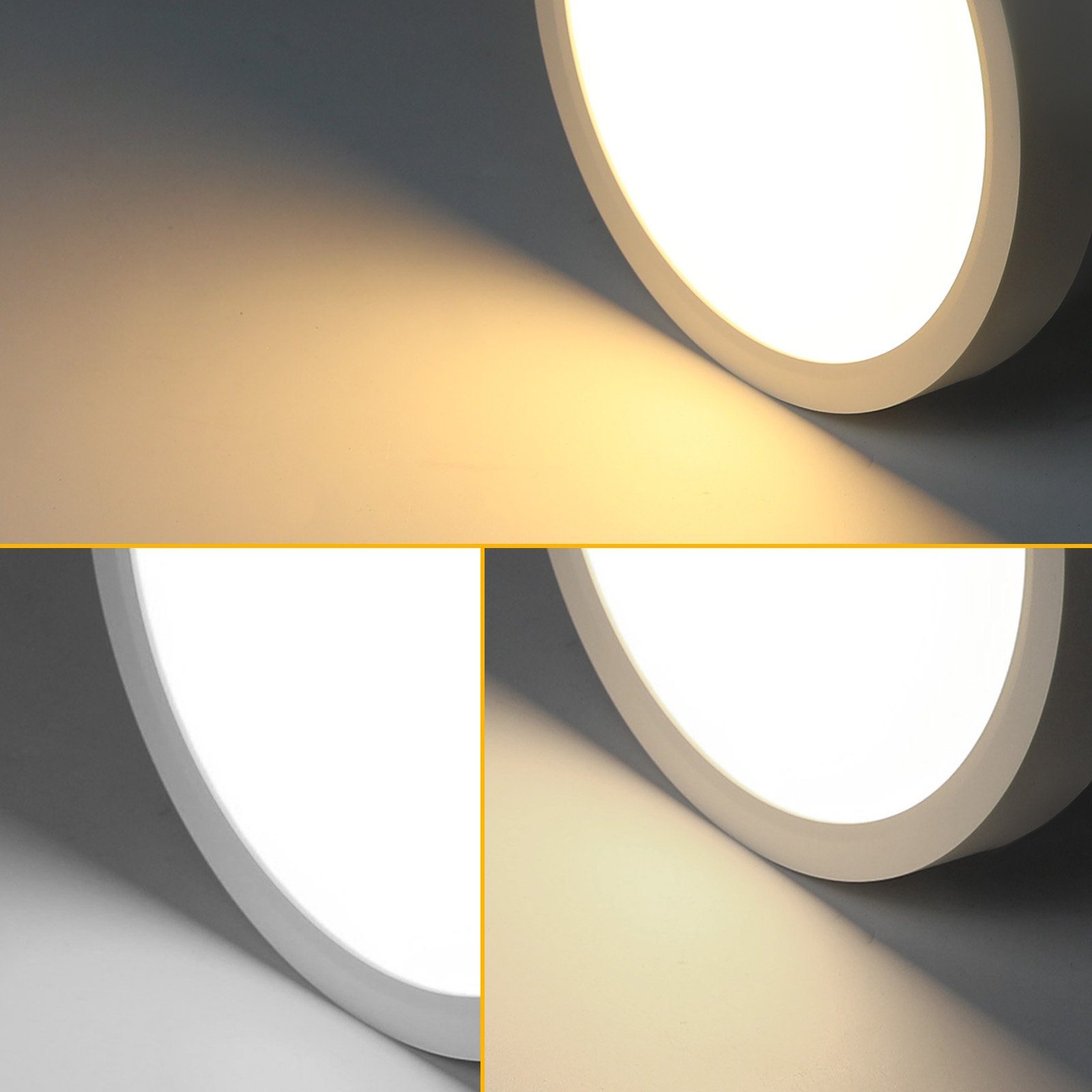 NETTLIFE Plafonnier LED Dimmable - 30x30 cm Lampe ronde plate IP44 Plafonnier étanche 20 W avec télécommande pour Salon Chambre Salle de bain - 8