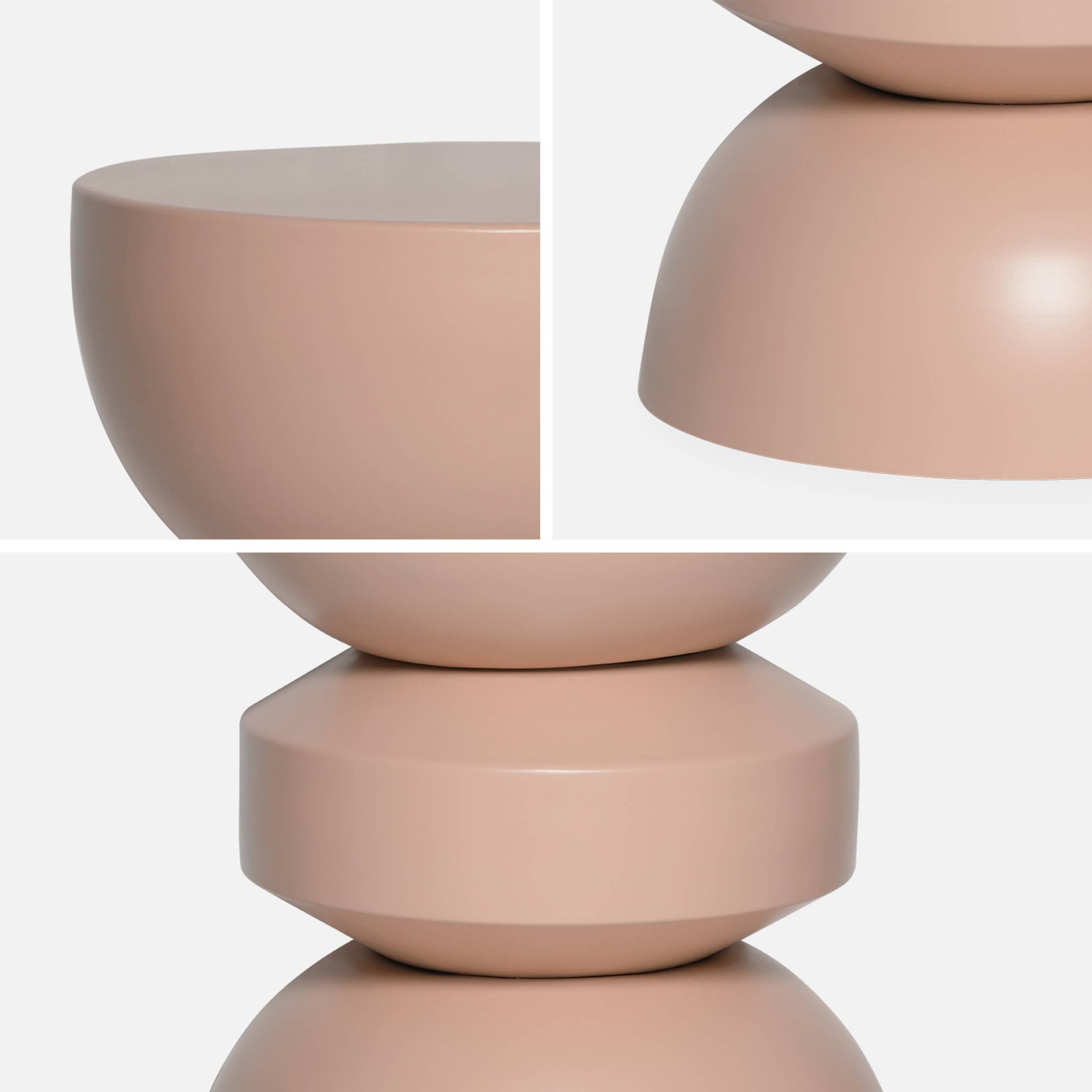 Mesa auxiliar, final de sofá, mesa de cabeceira de metal, Assa, Nude, 32x32x44.5 cm - 3