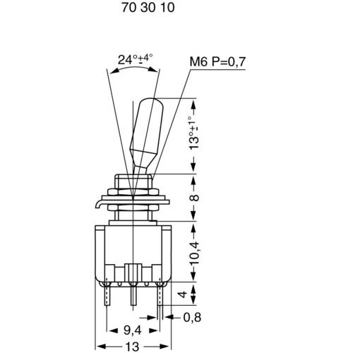 Interrupteur à Levier Marquardt 1819.1302 - 2 Positions (On)/Off/(On), 250V/AC 6A, Cosse Plate - 8
