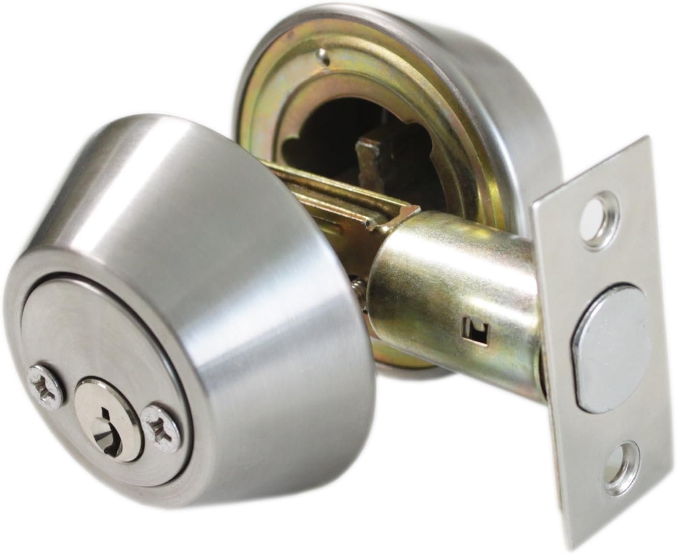 Serrure à pêne dormant à double cylindre – réglable dans les deux sens, idéale pour les portes extérieures et intérieures – 1 pièce, 1 clé