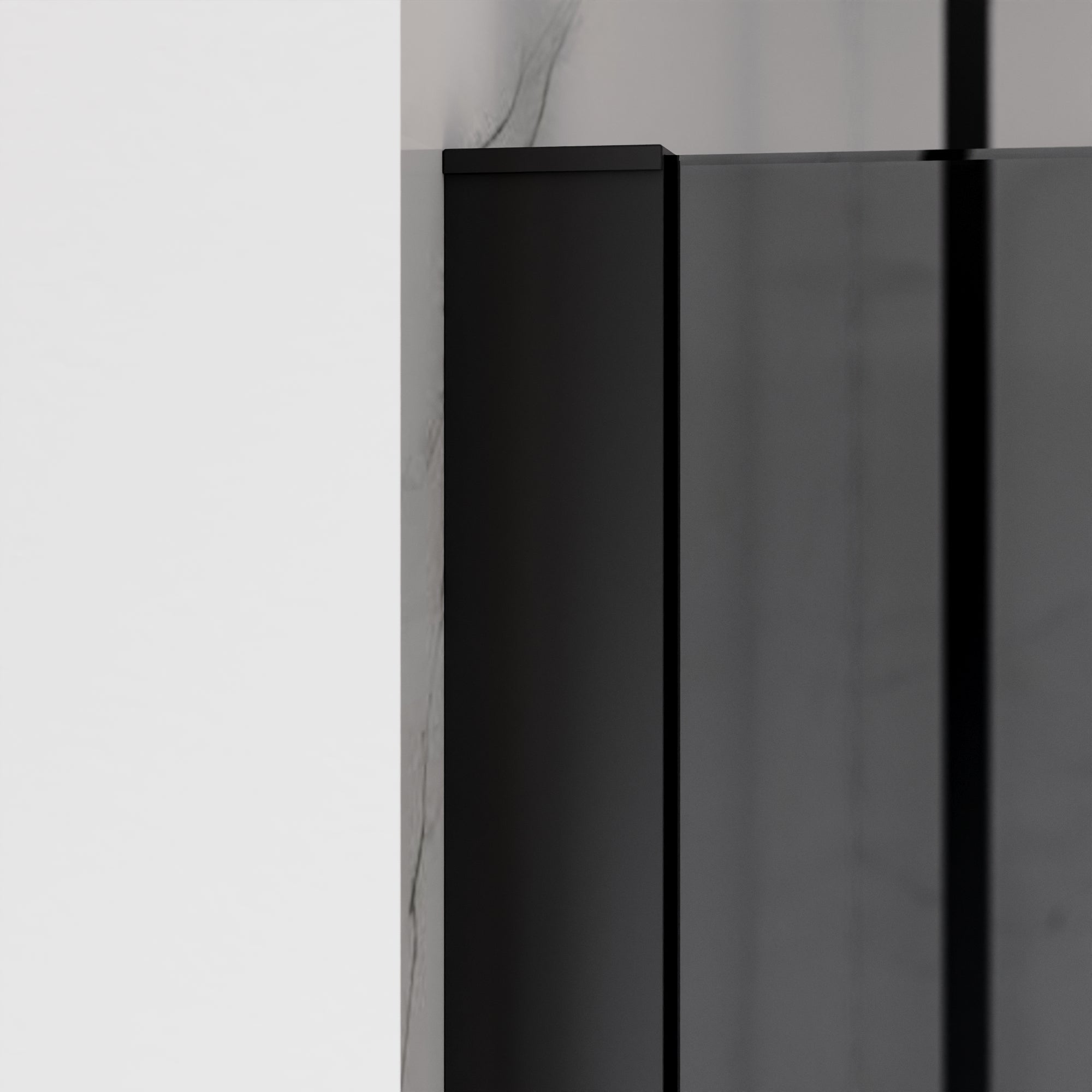 Paroi de douche à l'italienne 100 cm, verre fumé 8 mm anti-calcaire, h200, profilé noir | Keros - 3