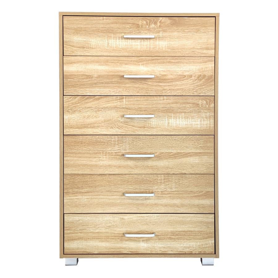 Commode en bois avec 6 tiroirs en chêne 68x40x115 cm - 5