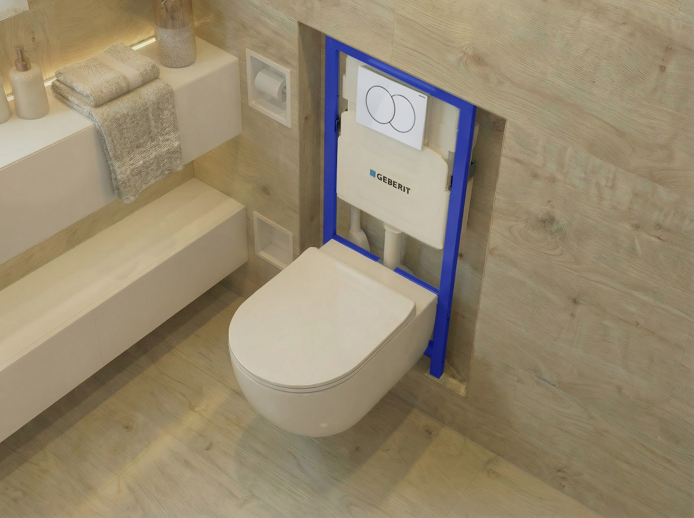 MEGA PACK : Élément de cloison Duofix + Toilettes Slim Soft-Close ROLO Blanc + Tapis + Wallbox et plaque en blanc - 3