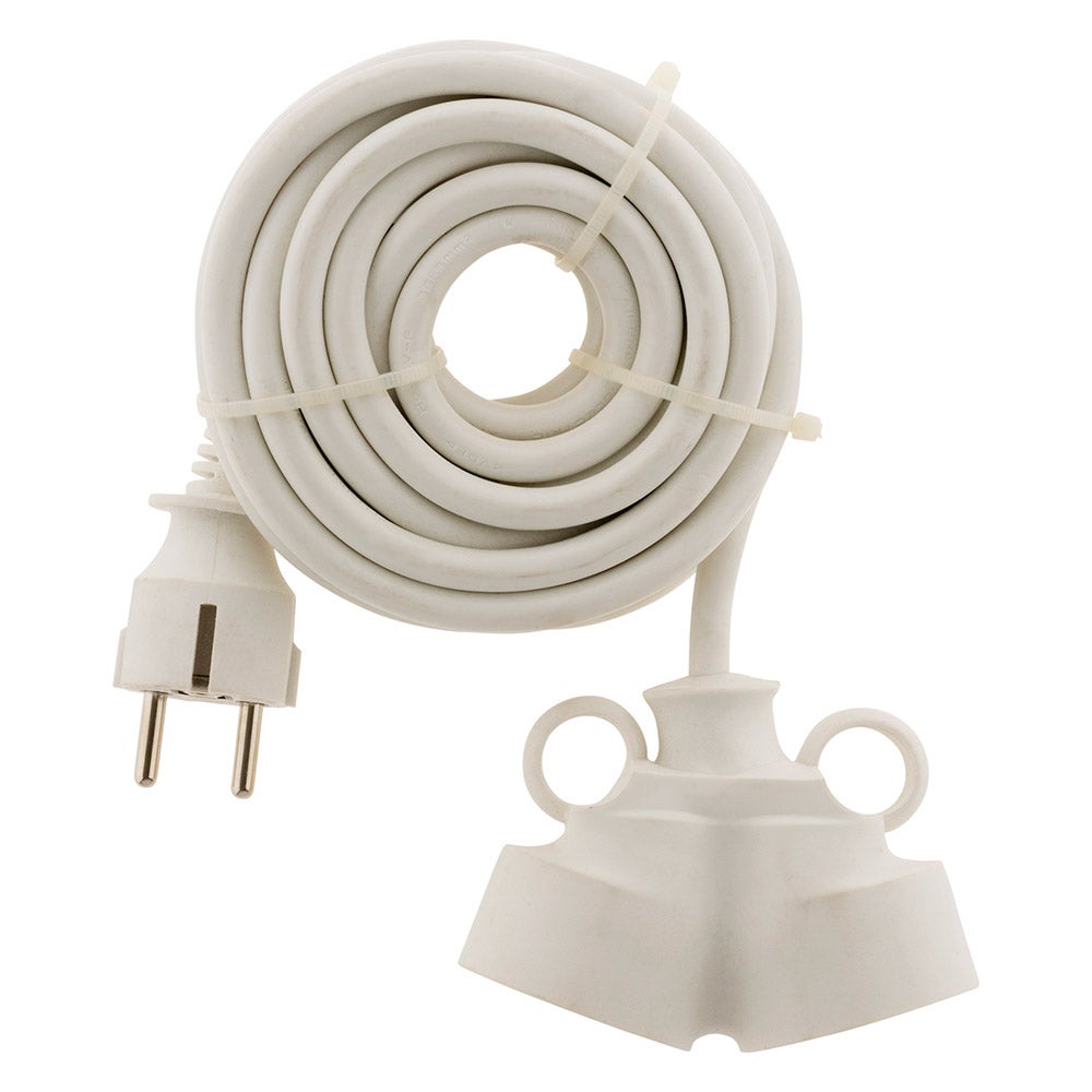 Prolongateur Bi tête 3G1,5mm² - Blanc 5m - 1 prise mâle + 2 prises Femelle - Blanc - Zenitech - 2