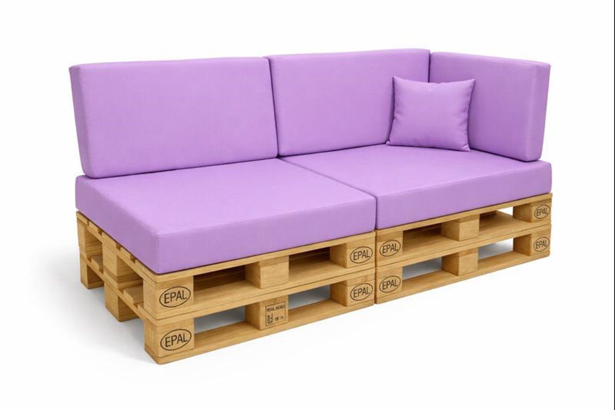 Zestaw 6 poduszek na palety ogrodowe 120×80×10 cm – siedzisko i oparcie 120×40×10 cm, grube i wytrzymałe, fioletowe