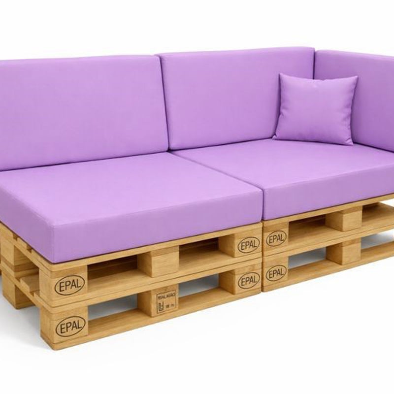 Zestaw 6 poduszek na palety ogrodowe 120×80×10 cm – siedzisko i oparcie 120×40×10 cm, grube i wytrzymałe, fioletowe