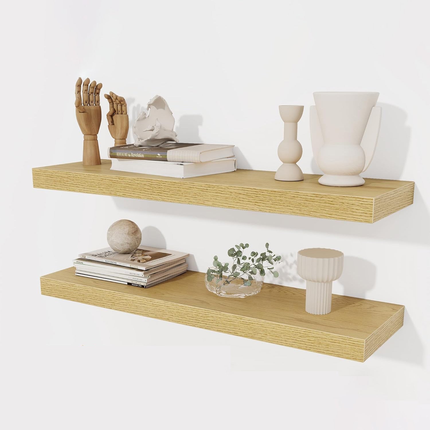 Estantes Flotantes De Madera Con Ganchos: Organiza Cocina Y Baño Sin Obras (2 Piezas, 40cm)