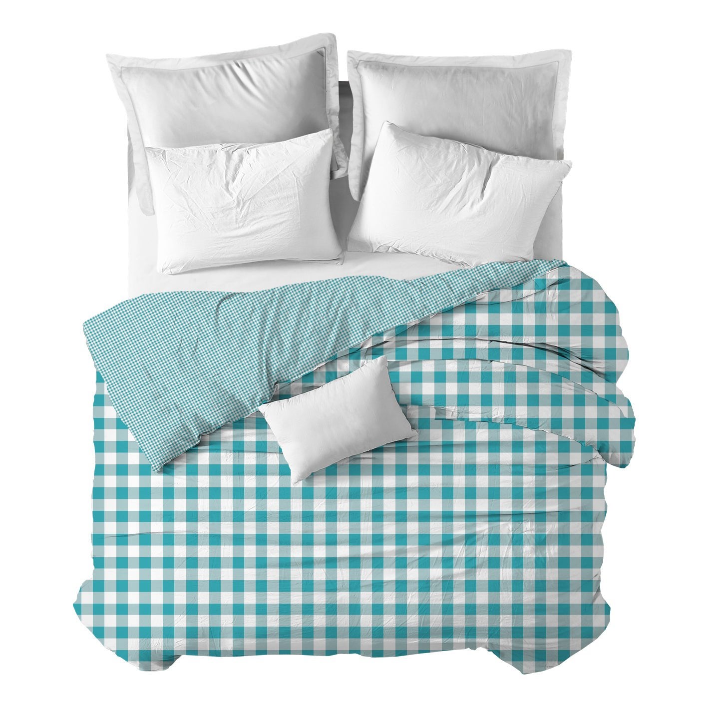 Sokios  Funda Nórdica Vichy, Cama105 (180X270) Turquesa , Leroy Merlin