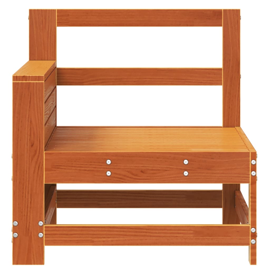 Canapé de jardin accoudoir cire marron bois de pin massif - 4