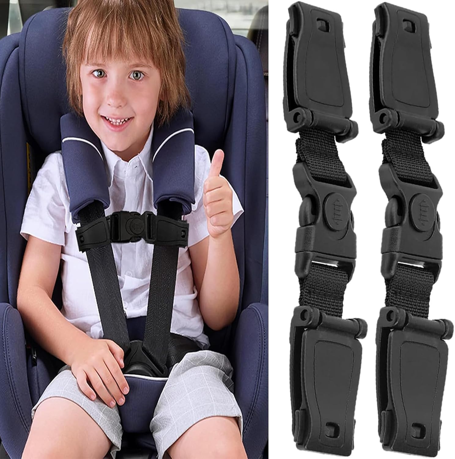 Clip de Sangle Enfant Auto 2 Pièces, Securite Siege Bebe, Chest Clip Ceinture de Sécurité Voiture pour Poussette et Sièges - 2