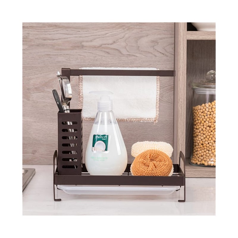 Organizer ze stali nierdzewnej do ociekaczy na przybory kuchenne – utrzymuj kuchnię czystą i uporządkowaną, wymiary: 24,5×14,5×22,5 cm, czarny